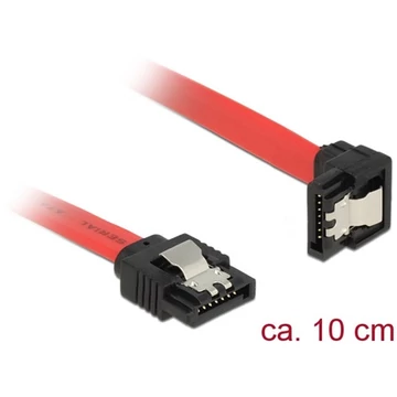 Delock SATA 3 F / F adatkábel 0.1m piros egyenes / 90° le
