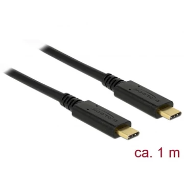 Delock USB C M / M adatkábel 1m fekete 3 A E-Marker