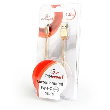 Gembird USB C -> USB 2.0 A M / M adatkábel 1.8m arany szövet birítás