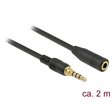 Delock Jack stereo 3,5mm (4pin) -> Jack stereo 3,5mm (4pin) M / F audio kábel 2m fekete