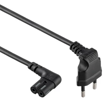 Gembird 230V villásdugó CEE 7 / 16 -> C7 M / F tápkábel 1m fekete 90°* / 90°