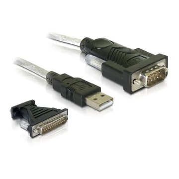 Delock USB 2.0 A -> Serial RS-232 M / M adapter 1.1m szürke +RS232 DB9 to DB25 male adapter