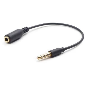 Gembird Jack stereo 3,5mm (4pin) M / F adapter 0.18m cross-over fekete