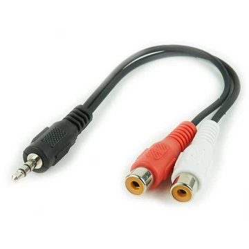 Gembird Jack stereo 3,5mm -> 2db RCA M / F audio kábel 0.2m fekete