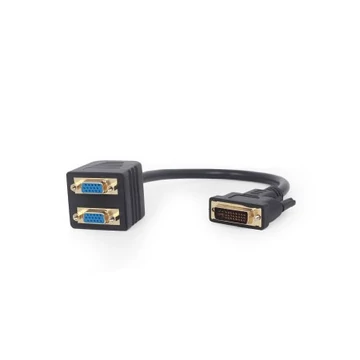 Gembird DVI-I -> 2db VGA M / F adapter 0.2m fekete