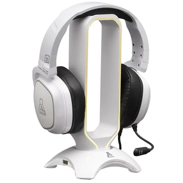 The G-Lab Fejhallgató állvány - K STAND RADON W  (fehér, 2xUSB3.0, műanyag)