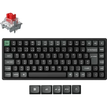 Keychron K2 Ultra 8K Bluetooth / vezeték nélküli magyar Apex Red mechanikus billentyűzet fekete