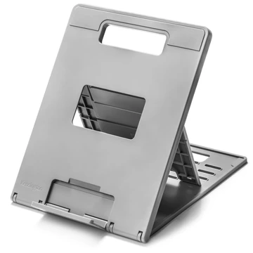 A Kensington® SmartFitTM Easy RiserTM Go ergonomikus laptopmagasító hatékonyan egyesíti a laptopállványok ergonómiai és technológiai előnyeit. Az állítható magasságnak és dőlésszögnek köszönhetően hozzájárul a testtartás javításához, a szemek megerőltetés