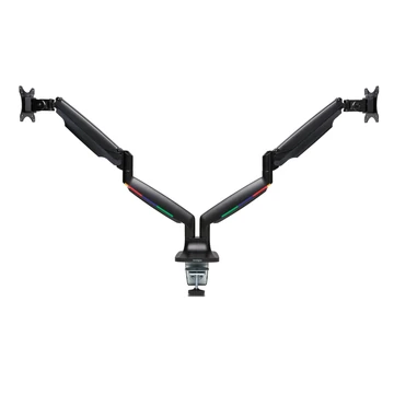 ONE-TOUCH DUAL MONITOR ARM HEIGHT ADJUSTABLE BLACK