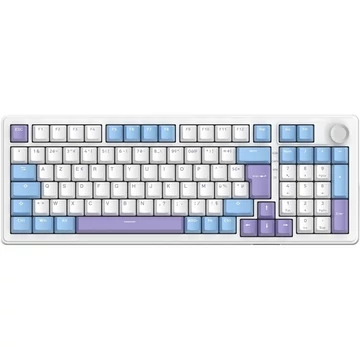 The G-Lab Vezeték nélküli Gamer Billentyűzet - KEYZ ELITE 400 WB / US (RGB, 2,4Ghz + BT + Wired, 8000Hz, USB, fehér-kék angol)