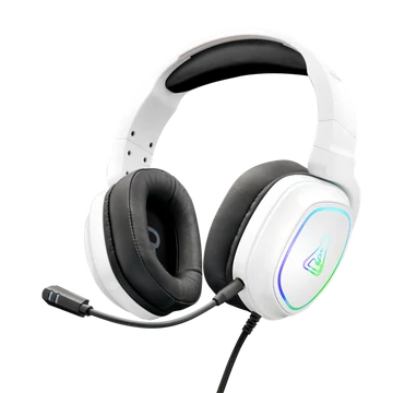 The G-Lab Fejhallgató - KORP RADIUM WHITE (mikrofon,USB, 3,5mm Jack, hangerőszabályzó, LED,nagy-párnás)
