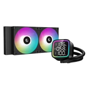 DeepCool CPU Water Cooler - LD240 (max 21dB; max. 122,39 m3 / h; 2x12cm, LED kijelző, fekete)