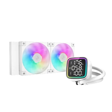 DeepCool CPU Water Cooler - LD240 WH (max 21dB; max. 122,39 m3 / h; 2x12cm, LED kijelző, fehér)
