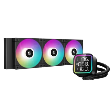 DeepCool CPU Water Cooler - LD360 (max 21dB; max. 122,39 m3 / h; 3x12cm, LED kijelző, fekete)