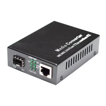 LinkEasy média konverter, 1x10/100/1000Base-T+1xGE SFP (SFP modul nélkül), külső 5V PSU, DIP SW<br><br>A LinkEasy 10G média konverter egy 10/100M/1G/2.5G/5G/10GBase-T - 10GBase-X SFP+ média konverter. Az SFP+ optikai interfész multimódusú, mon