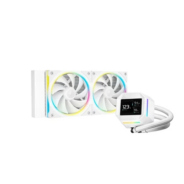DeepCool CPU Water Cooler - LM240 WH (max 36.07dB; max. 112,52 m3 / h; 2x12cm, LED kijelző, fehér)