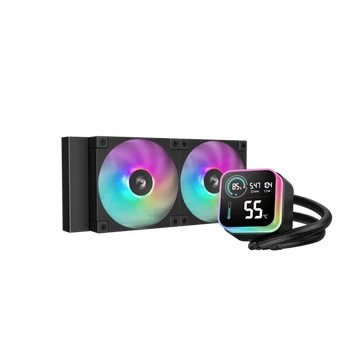 DeepCool CPU Water Cooler - LQ240 (max 21dB; max. 122,39 m3 / h; 2x12cm, LED kijelző, fekete)