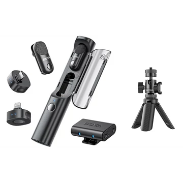 BOYA Mikrofon - Magic-01 (Vezeték nélküli, fekete, 2TX + 3RX, Lightning, USB-C, 3,5mm, állvány)