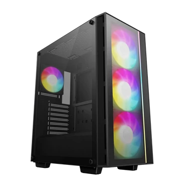 DeepCool Számítógépház - MATREXX55 V4 C (fekete, ablakos, 3x14cm + 1x12cm A-RGB venti, ATX, 1xUSB3.0, Type-C)