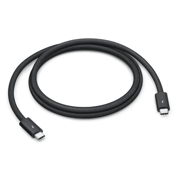 Ez az 1 méteres, fekete fonott borítású kábel gabalyodásmentesen tekerhető össze. Thunderbolt 5-kapcsolaton keresztül akár 120 Gb/s, Thunderbolt 3-, Thunderbolt 4- és USB 4-kapcsolaton keresztül akár 80 Gb/s, USB 3-kapcsolaton keresztül pedig akár 10 Gb/s