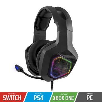 Spirit of Gamer Fejhallgató - ELITE H50 Black (MultiPlatform, RGB, 3.5mm Jack, mikrofon, hangerőszabályzó, nagy-párnás)