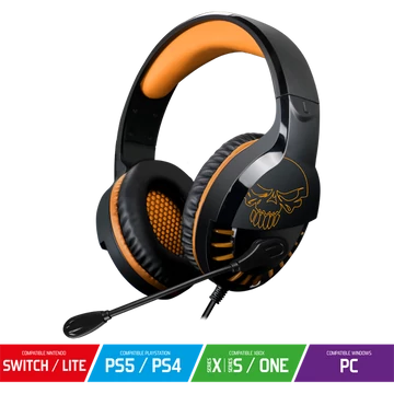 Spirit of Gamer Fejhallgató - PRO-H3 (MultiPlatform, mikrofon, 3.5mm jack, hangerőszabályzó, 2m kábel, narancssárga)