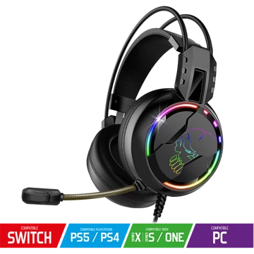 Spirit of Gamer Fejhallgató - PRO-H7 (MultiPlatform, mikrofon, 3.5mm jack, hangerőszabályzó, 2m kábel, fekete)