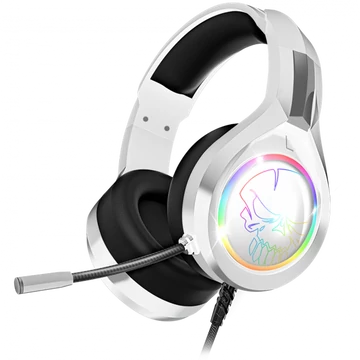 Spirit of Gamer Fejhallgató - PRO-H8 RGB White (MultiPlatform, mikrofon, 3.5mm jack, hangerőszabályzó, 2m kábel, fehér)