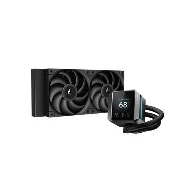 DeepCool CPU Water Cooler - MYSTIQUE 240 (max 21dB; max. 123,09 m3 / h; 2x12cm, LED kijelző, fekete)