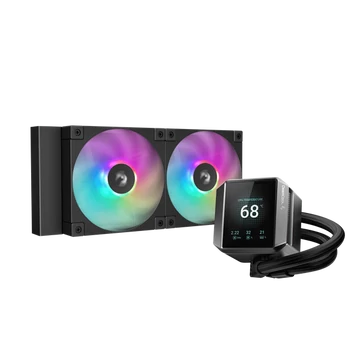 DeepCool CPU Water Cooler - MYSTIQUE 240 ARGB (max 21dB; max. 123,09 m3 / h; 2x12cm, LED kijelző, fekete)