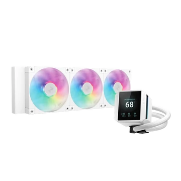 DeepCool CPU Water Cooler - MYSTIQUE 360 WH ARGB (max 21dB; max. 123,09 m3 / h; 3x12cm, LED kijelző, fehér)