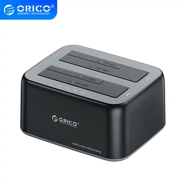 Orico HDD / SSD Dokkoló - 6829C3-C-EU-BK (2x 2,5" / 3,5" HDD / SSD -> USB-A, Offline klón funkció, Max.: 36TB, fekete)