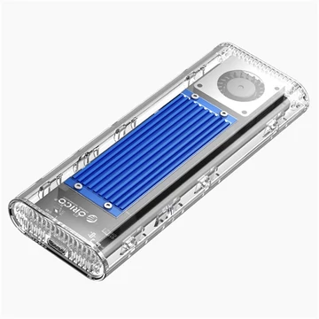 Orico Külső M.2 ház - ORICO-TCM2-U4-BL-BP (USB-C 4 -> M.2 NVMe, Max.: 8TB, 40 Gbps, kék)