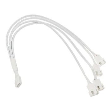 Kábel 4-es PWM elosztó, 35cm, harisnyázott, Fehér