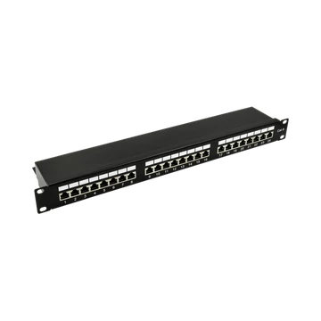 Walisec patch panel - PP-P6S2401 (24 port, Cat6, 1U, árnyékolt, fekete)