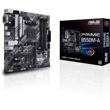 Asus Alaplap - AMD PRIME B550M-A / CSM AM4 (B550, 4xDDR4 4866MHz, 4xSATA3, 2x M.2, Raid, HDMI / DVI / D-sub)