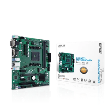 Asus Alaplap - AMD PRO A520M-C II / CSM AM4 (A520, 2xDDR4 4866MHz, 1xGBE LAN, 1xM.2, HDMI / DP / DVI / D-sub)