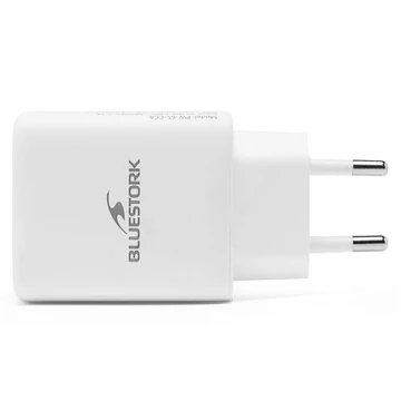 Bluestork Hálózati töltő - PW-65-CCA / 0C (2xUSB-C, USB-A, 65W, fehér)
