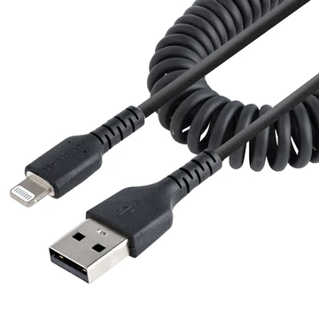 USB TO LIGHTNING CABLE - 1M (3.3FT) COILED CABLE BLACK