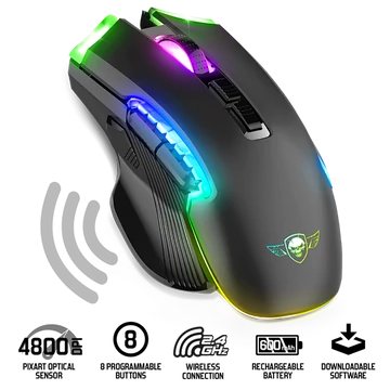 Spirit of Gamer Egér Vezeték nélküli - ELITE-M70 (Optikai, 4800DPI, 8 programozható gomb, Max.: 10m, fekete)