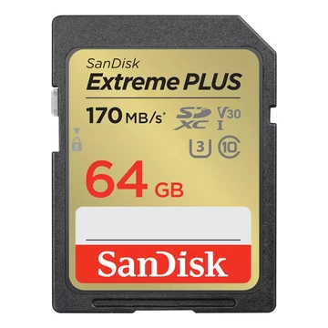 EXTREME PLUS 64GB SDXC MEMORY CARD 170MB/S 80MB/S UHS-I CL. 10
