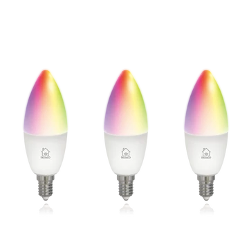 Deltaco SMART HOME SH-LE14RGB izzó LED, E14, gyertya, WIFI, 5W, színes+fehér, szabályozható, 3db/csomag