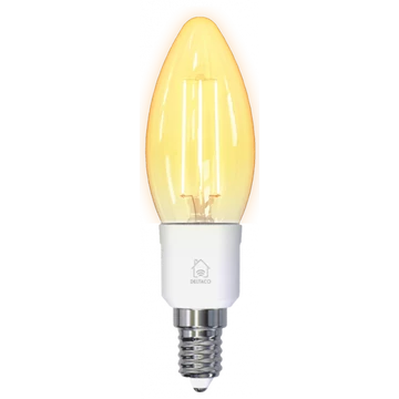 Deltaco SMART HOME SH-LFE14C35 izzó LED, E14, volfrám gyertya, WIFI, 4.5W, fehér, szabályozható