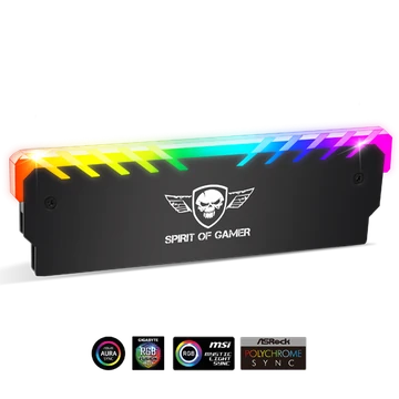 Spirit of Gamer Memória Hűtő - HEATSINK RGB MEMORY (DDR3 / DDR4, RGB, aluminium, fekete)