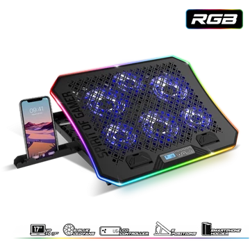 Spirit of Gamer Notebook Hűtőpad 17"-ig - AIRBLADE 1200 RGB (18dB; max. 79 m3 / h; 3x11cm + 3x70cm, RGB LED, 2xUSB2.0)