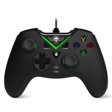 Spirit of Gamer Gamepad - PGX WIRED Green (USB, 1,8m kábel, Vibration, Xbox Series X / S/ONE és PC komp., fekete-zöld)