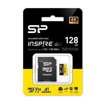 Silicon Power MicroSD kártya - 128GB microSDXC UHS-I U3, 3D TLC NAND (170 / 150 MB / s A1 / V30) DDR200 transfer rate