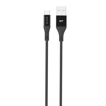 Silicon Power Kábel - USB2.0 to Micro-B (Fekete, 1m, QC 3.0 / QC 2.0, 480MB / s, harisnyázott)