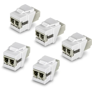 LC DUPLEX FIBER OPTIC KEYSTONE COUPLER JACKS- 5-PACK