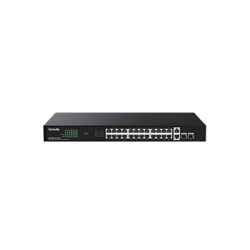 Tenda Switch PoE - TEG1128P-24-410W (24x1Gbps + 2x 1Gbps Uplink + 2x SFP;  24 af / at PoE+ port; 410W; rack-mount)